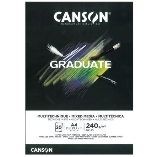 Canson Graduate Mix-Media papírtömb, fekete lapos, 14,8x21 cm (A5)