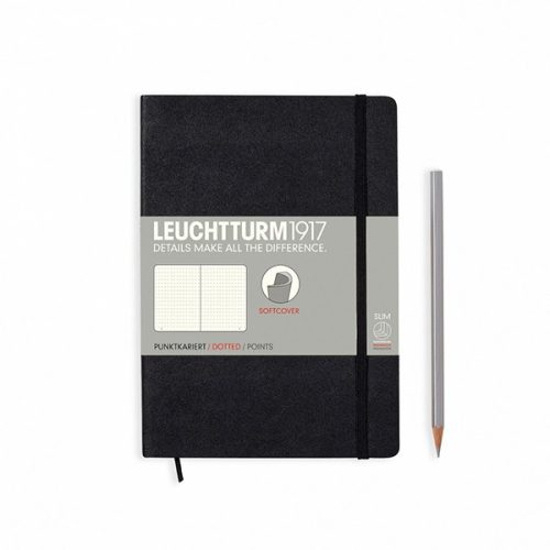 Leuchtturm puha borítós pontozott füzet, A5, Black