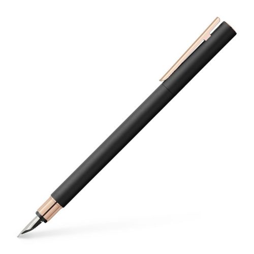Faber-Castell Neo Slim töltőtoll - Metál fekete és rózsaarany, F