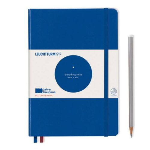 Leuchtturm Medium Notebook Bauhaus - limitált kiadás, Kék borító - piros pontozás