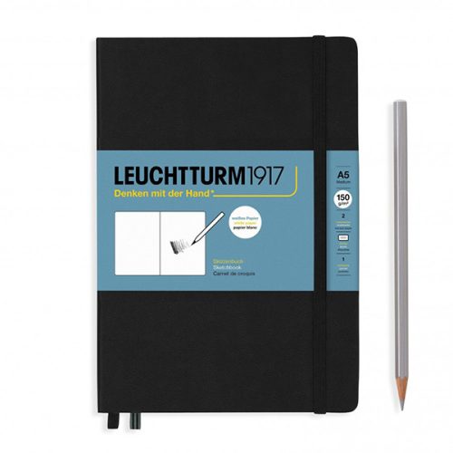 Leuchtturm Medium Sketchbook - A5 vázlatfüzet, Black