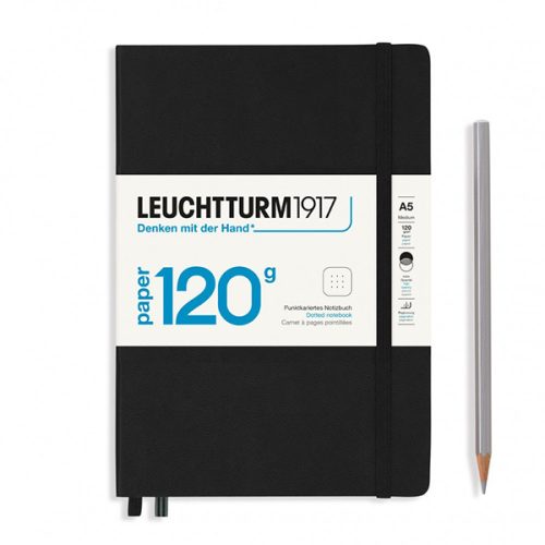 Leuchtturm Medium Notebook, 120 g-os, pontozott lapos, több színben, Black