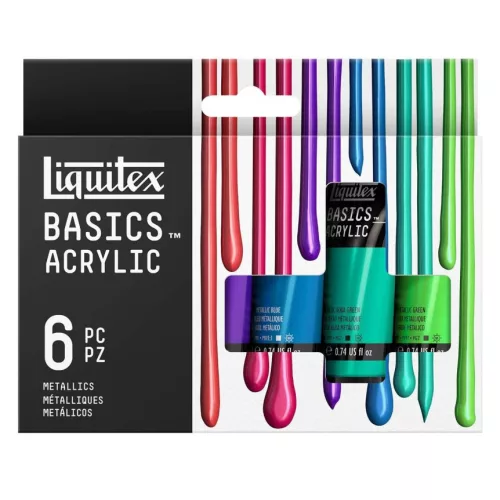 Liquitex Basics akrilfesték készlet, 6 db-os, metál színek