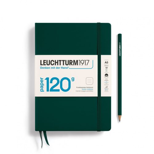 Leuchtturm Medium Notebook, 120 g-os, pontozott lapos, több színben, Erdő zöld
