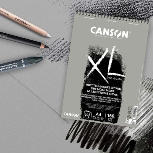 Canson XL Sand Grain papírtömb, szürke és natúr színekben, 29,7x42 cm (A3), Szürke