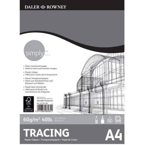 Daler-Rowney pauszpapír (tracing paper) tömb, 60g, 40 lap, 21x29,7 cm (A4)