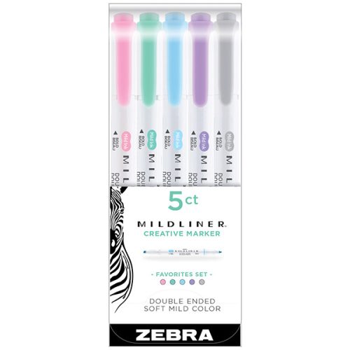 Zebra Mildliner kétvégű szövegkiemelő, 5 db-os - Favorites