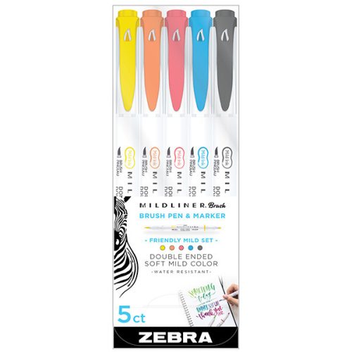 Zebra Mildliner ecsetvégű szövegkiemelő, 5 db-os készletek több színben, friendly színek