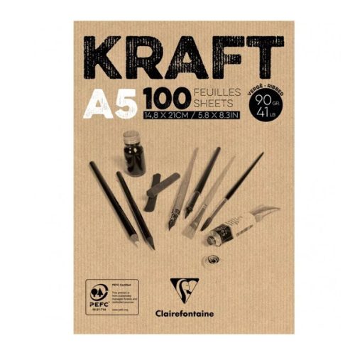 Clairefontaine Kraft papír tömb több méretben, 21x29,7 cm (A4)