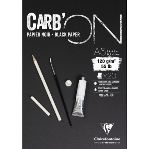 Clairefontaine Carb'ON fekete papírtömb - több méretben, 14,8x21 cm (A5)