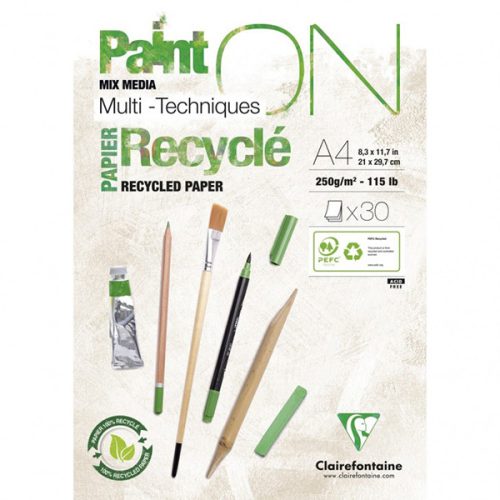 Clairefontaine PaintON Mix Media papírtömb, fehér - újrahasznosított