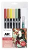Tombow ABT Dual Brush Pen - Kéthegyű marker filctoll 6 db - Camellia Flower