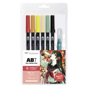   Tombow ABT Dual Brush Pen - Kéthegyű marker filctoll 6 db - Camellia Flower
