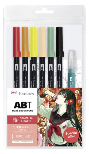 Tombow ABT Dual Brush Pen - Kéthegyű marker filctoll 6 db - Camellia Flower