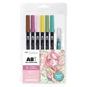   Tombow ABT Dual Brush Pen - Kéthegyű marker filctoll 6 db - Cherry Blossom