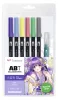 Tombow ABT Dual Brush Pen - Kéthegyű marker filctoll 6 db - Iris Flower