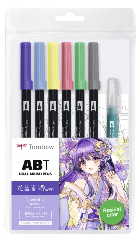 Tombow ABT Dual Brush Pen - Kéthegyű marker filctoll 6 db - Iris Flower