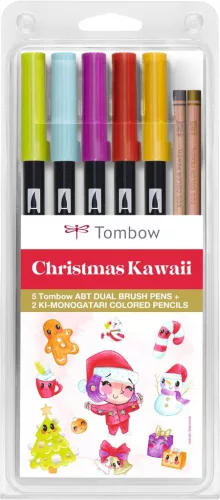 Tombow ABT Dual Brush Pen - Kéthegyű marker filctoll 6 db - Christmas