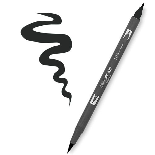 Tombow ABT Dual Brush Pen - Kéthegyű fekete filctoll