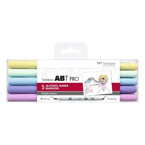 Tombow ABT PRO kéthegyű alkoholos ecsetfilckészlet, 5db - Pasztell színek