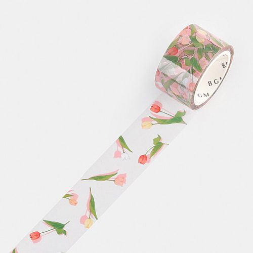 BGM Washi Tape eltávolítható ragasztószalag - Clear tape, Clear Pink Tulip (20 mm x 5 m)