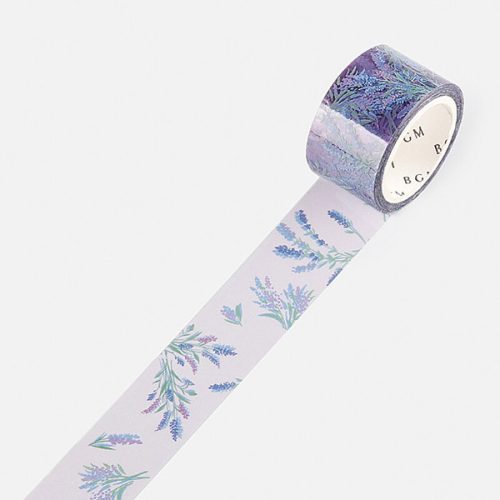 BGM Washi Tape eltávolítható ragasztószalag - Clear tape, Clear Purple Flower (20 mm x 5 m)
