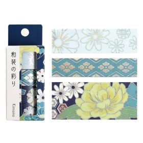 BGM Washi Tape szett, 3 db - Azúrkék Kimono