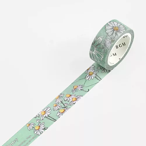 BGM Washi Tape eltávolítható ragasztószalag, 15 mm x 7 m, blossom, Blossom, Sky Green