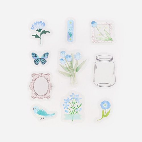 BGM matrica, 30 db - Flowers in a Bottle, light blue