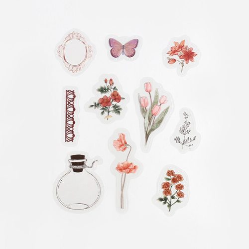 BGM matrica, 30 db - Flowers in a Bottle, crimson