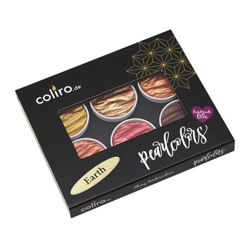 Coliro Pearlcolor "Föld színek" akvarellfesték készlet 6 db-os, fémdobozos