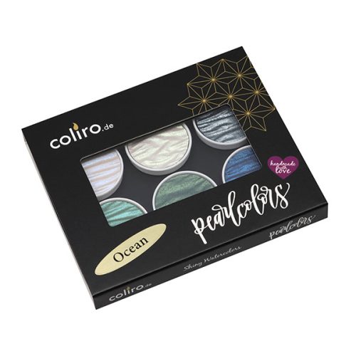 Coliro Pearlcolor "Ocean" akvarellfesték készlet 6 db-os, fémdobozos