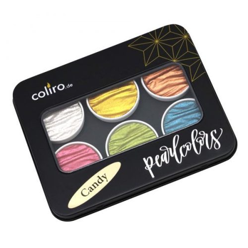 Coliro Pearlcolor "Candy" akvarellfesték készlet 6 db-os, fémdobozos