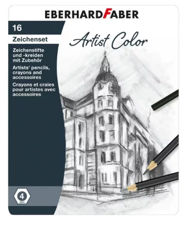 Eberhard Faber grafikai készlet, fémdobozban - 16 db