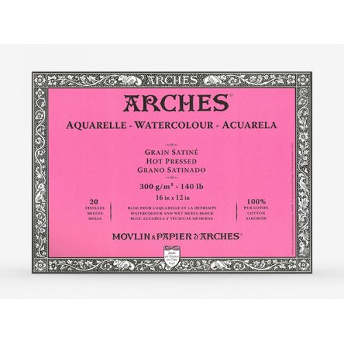 Arches 100% pamut akvarelltömb, 20 lapos - melegen préselt, 23x31 cm