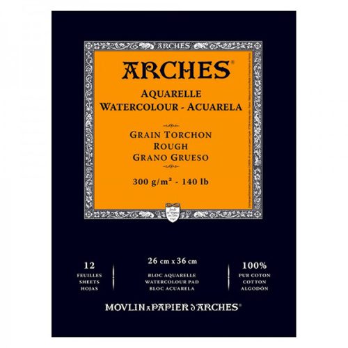 Arches 100% pamut akvarelltömb, 12 lapos - durva, 14,8x21 cm (A5)