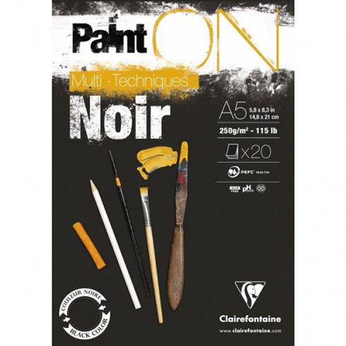 Clairefontaine PaintON Mix Media papírtömb, fekete