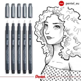 Pentel Pointliner fekete műszaki tűfilc több méretben
