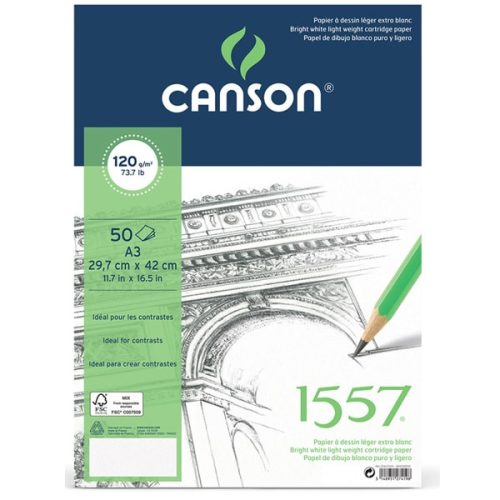Canson 1557 rajztömb, 120g, 50 lap, 29,7x42 cm (A3)