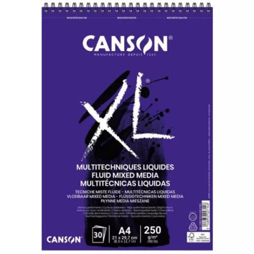 Canson XL Fluid Mixed Media spirálos papírtömb, több méretben