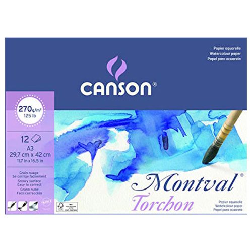 Canson Montval akvarell papír tömb, 270g, 12 lap, torchon