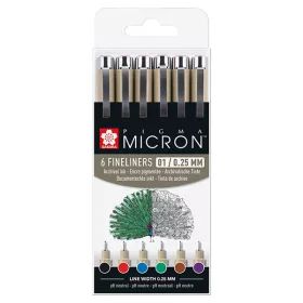 Sakura Pigma Micron toll, 6 db-os színes készletek