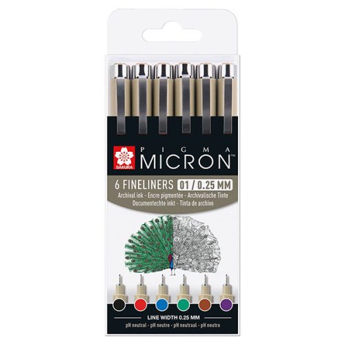 Sakura Pigma Micron toll, 6 db-os színes készletek