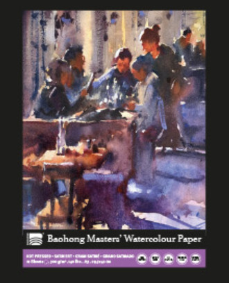 Baohong 100% pamut akvarelltömb - melegen préselt, 12 lapos