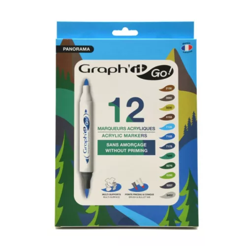 GRAPH'IT GO kétvégű akrilfilc készlet - 12 db-os, tájkép színek