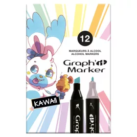   GRAPH'IT kétvégű alkoholos marker, 12 db-os készlet - Kawaii