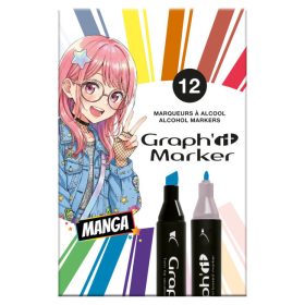   GRAPH'IT kétvégű alkoholos marker, 12 db-os készlet - Manga