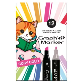   GRAPH'IT kétvégű alkoholos marker, 12 db-os készlet - Cosy Time