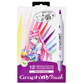  GRAPH'IT Brush kétvégű alkoholos marker, 12 db-os készlet - Manga Shojo