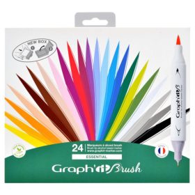   GRAPH'IT Brush kétvégű alkoholos marker, 24 db-os készlet - Alapszínek